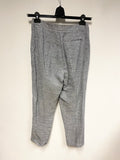 JAEGER NAVY BLUE MARL 100% LINEN HIGH RISE TAPERED LEG TROUSERS SIZE 8