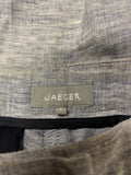 JAEGER NAVY BLUE MARL 100% LINEN HIGH RISE TAPERED LEG TROUSERS SIZE 8