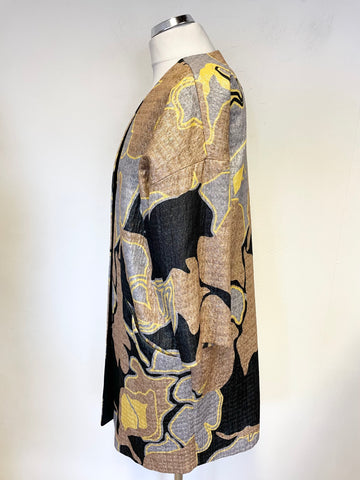LAUREL BLACK,SILVER, GOLD & YELLOW PRINT 3/4 SLEEVE SPECIAL OCCASION COAT SIZE 10