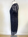 BRAND NEW MARKS & SPENCER NAVY BLUE SHORT SLEEVE LACE PENCIL DRESS SIZE 14