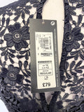 BRAND NEW MARKS & SPENCER NAVY BLUE SHORT SLEEVE LACE PENCIL DRESS SIZE 14