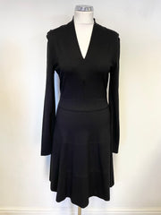 EX PRESS SAMPLE LK BENNETT DERRY BLACK LONG SLEEVED FIT & FLARE DRESS SIZE 8