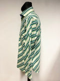 TOMMY HILFIGER GREEN STRIPE LONG SLEEVED SHIRT SIZE M