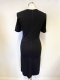 PAUL SMITH BLACK JEWEL TRIM NECKLINE SHORT SLEEVE PENCIL DRESS SIZE 40 UK 8