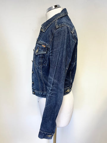 FRENCH CONNECTION BLUE FADED CROP DENIM JACKET SIZE S
