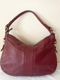 JAEGER BURGUNDY LEATHER EXTENDABLE ZIP AROUND SHOULDER BAG
