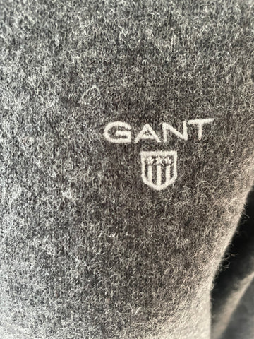 GANT EXTRA FINE LAMBSWOOL GREY ZIP FRONT LONG SLEEVE CARDIGAN  SIZE S