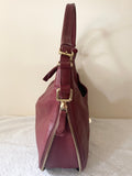 JAEGER BURGUNDY LEATHER EXTENDABLE ZIP AROUND SHOULDER BAG