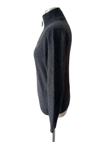 GANT EXTRA FINE LAMBSWOOL GREY ZIP FRONT LONG SLEEVE CARDIGAN  SIZE S