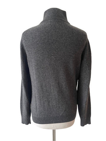 GANT EXTRA FINE LAMBSWOOL GREY ZIP FRONT LONG SLEEVE CARDIGAN  SIZE S