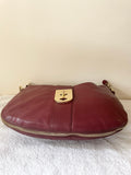 JAEGER BURGUNDY LEATHER EXTENDABLE ZIP AROUND SHOULDER BAG