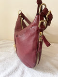 JAEGER BURGUNDY LEATHER EXTENDABLE ZIP AROUND SHOULDER BAG