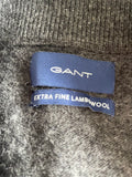 GANT EXTRA FINE LAMBSWOOL GREY ZIP FRONT LONG SLEEVE CARDIGAN  SIZE S