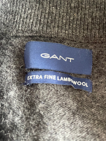 GANT EXTRA FINE LAMBSWOOL GREY ZIP FRONT LONG SLEEVE CARDIGAN  SIZE S
