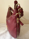 JAEGER BURGUNDY LEATHER EXTENDABLE ZIP AROUND SHOULDER BAG