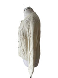 LA MAILLE SEZANE IVORY CABLE KNIT KID MOHAIR BLEND CARDIGAN SIZE S
