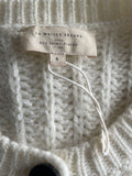 LA MAILLE SEZANE IVORY CABLE KNIT KID MOHAIR BLEND CARDIGAN SIZE S