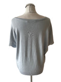 OUI PALE BLUE BOAT NECK SHORT SLEEVE FINE KNIT JUMPER  SIZE 10
