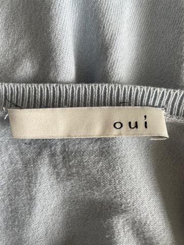 OUI PALE BLUE BOAT NECK SHORT SLEEVE FINE KNIT JUMPER  SIZE 10