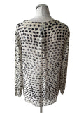 MARCCAIN 100% SILK BEIGE & BLACK PRINT BLOUSE SIZE N5 UK 16