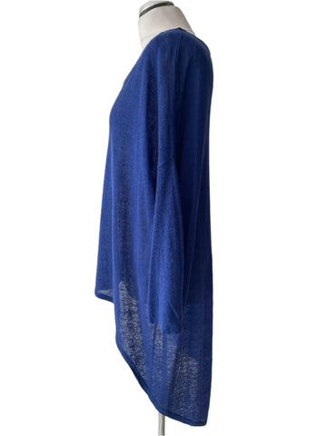 PHASE EIGHT 100% LINEN BLUE FINE KNIT LONG SLEEVE HIGH/LOW JUMPER SIZE 12