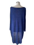 PHASE EIGHT 100% LINEN BLUE FINE KNIT LONG SLEEVE HIGH/LOW JUMPER SIZE 12