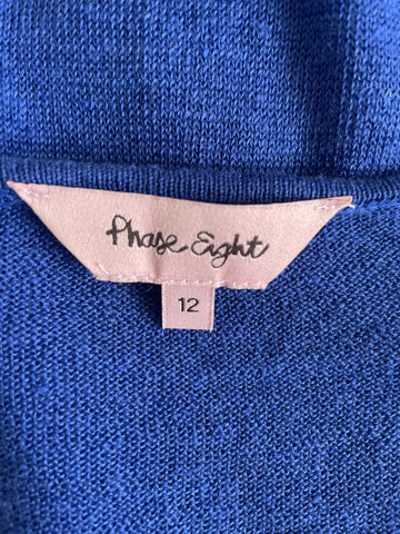 PHASE EIGHT 100% LINEN BLUE FINE KNIT LONG SLEEVE HIGH/LOW JUMPER SIZE 12