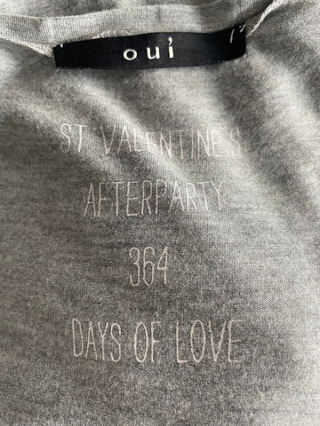 OUI GREY VALENTINES AFTERPARTY SHORT SLEEVE PRINTED T SHIRT SIZE 16
