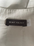 MINT VELVET WHITE COLLARLESS LONG SLEEVE TUNIC TOP SIZE M