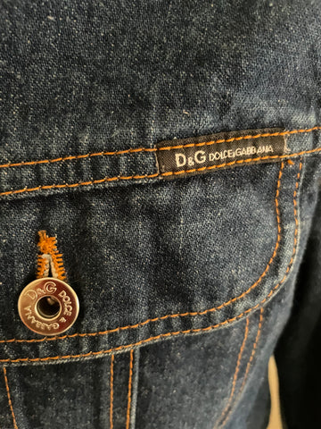 DOLCE & GABBANA DARK BLUE DENIM LINED JACKET  SIZE XL