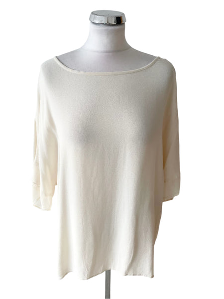 GHOST IVORY RELAXED FIT HALF SLEEVE TOP SIZE L