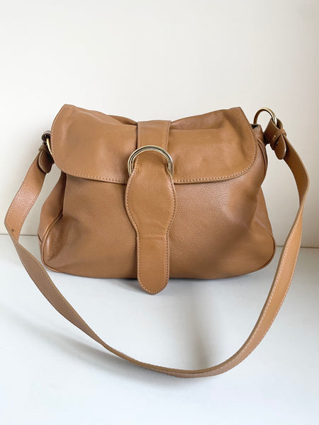 LK BENNETT CAMEL LEATHER SHOULDER BAG