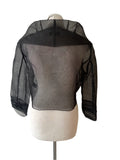 GOLD BY MICHAEL H BLACK SHEER COLLARED TIE FRONT 3/4 SLEEVED EVENING BOLERO SIZE 14