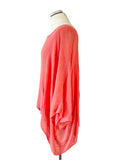 CALZONIE CORAL COTTON LAYERED LOOSE FIT BATWING TOP SIZE M/L