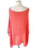 CALZONIE CORAL COTTON LAYERED LOOSE FIT BATWING TOP SIZE M/L