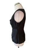 COAST 100% SILK BLACK BEAD TRIMMED SLEEVELESS FITTED TOP SIZE 12
