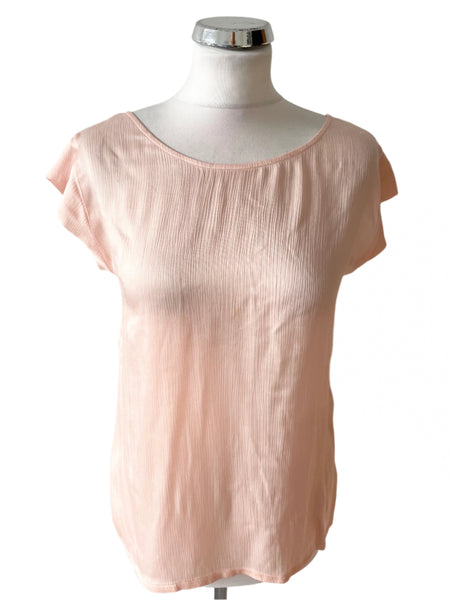 MASSIMO DUTTI PEACH REAR TIE CAP SLEEVED TOP SIZE S