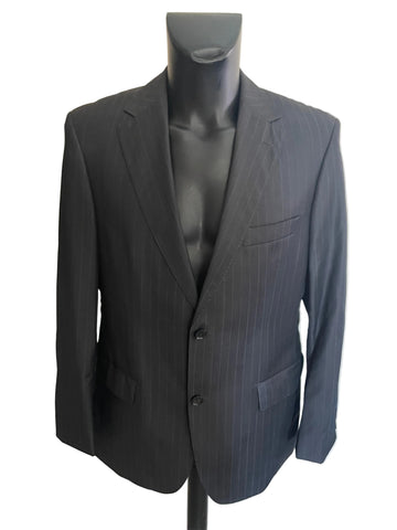 HUGO BOSS PASOLINI/MOVIE 100% VIRGIN WOOL CHARCOAL PINSTRIPE TAILORED SUIT SIZE 40R