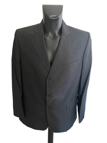 JAEGER 100% WOOL CHARCOAL PINSTRIPE TAILORED SUIT SIZE 42R /36W