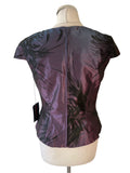 BRAND NEW FRANK USHER PURPLE & BLACK PRINT CAP SLEEVED OCCASION TOP SIZE 12