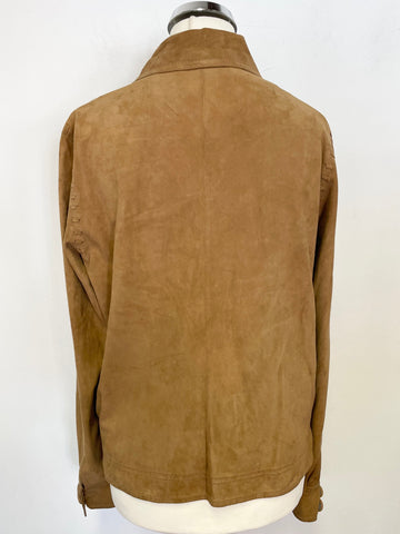 MULBERRY TAN SUEDE BUTTON FRONT SHIRT SIZE 10