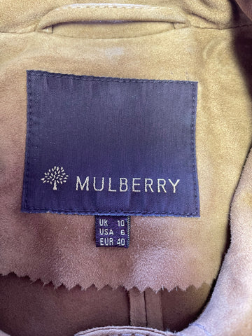 MULBERRY TAN SUEDE BUTTON FRONT SHIRT SIZE 10