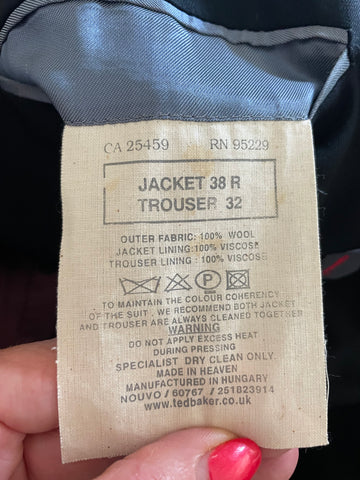 TED BAKER ENDURANCE 100% WOOL BLACK TAILORED JACKET  SIZE 38R