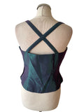 BRAND NEW DUSK TWO TONE TAFFETA GREEN & PURPLE BONED STRAP OCCASION TOP SIZE 12