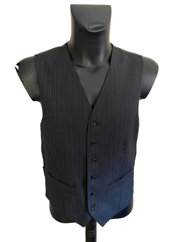 AQUASCUTUM 100% WOOL NAVY BLUE PINSTRIPE 3 PIECE SUIT SIZE 40R