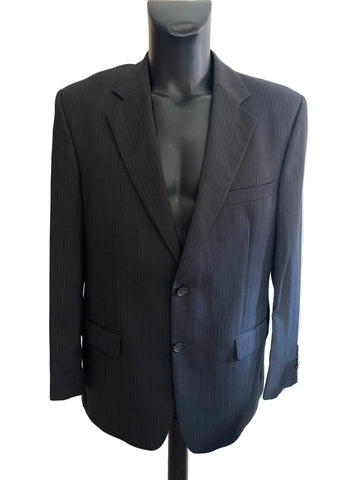 JAEGER 100% WOOL CHARCOAL PINSTRIPE TAILORED SUIT SIZE 42R/36W