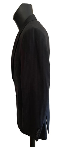 JAEGER 100% WOOL CHARCOAL PINSTRIPE TAILORED SUIT SIZE 42R/36W