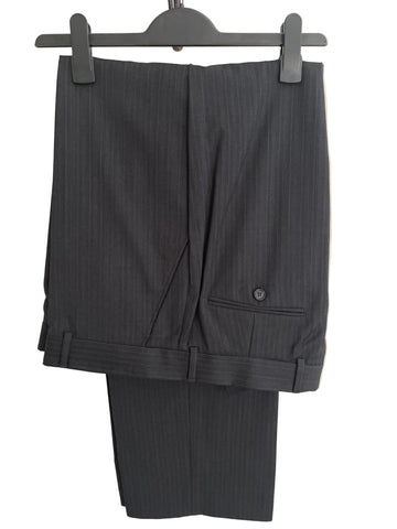 JAEGER 100% WOOL CHARCOAL PINSTRIPE TAILORED SUIT SIZE 42R/36W