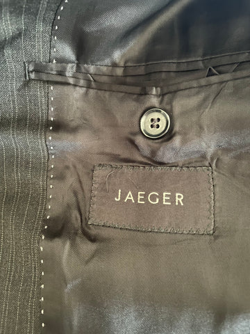 JAEGER 100% WOOL CHARCOAL PINSTRIPE TAILORED SUIT SIZE 42R/36W