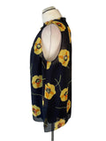 BRAND NEW  HOBBS FAYE NAVY & YELLOW FLORAL PRINT SLEEVELESS TOP SIZE 14